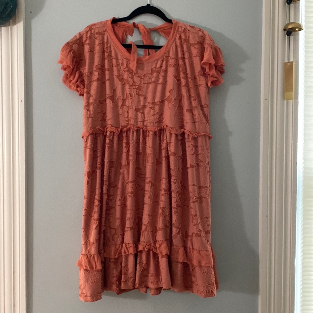 Anthropologie Ruffle Knit Mini Dress